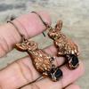 Black Tourmaline Rough Earring Electroformed Copper Earrings Gemstone Rabbit Earring Electroformed Jewelry Gifts for Women Handmade Earring