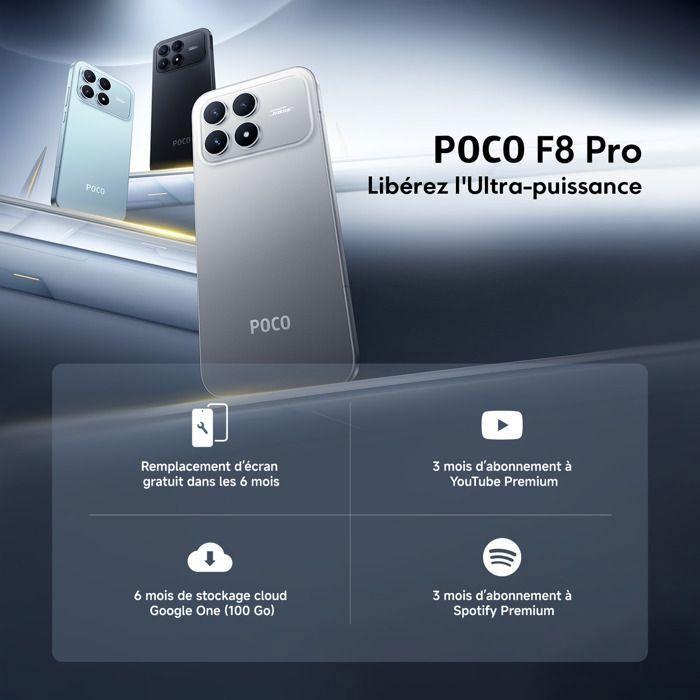 POCO F8 Pro Noir 12 GO + 512 GO - Snapdragon® 8 Elite de pointe, Écran AMOLED HyperRGB POCO 120 Hz 6,59"