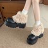 Vintage Style Brown Black Retro Platform Snow Boots for Women 2025 New Winter Plush Lined Chunky Heel Leather Botas Women's Shoe