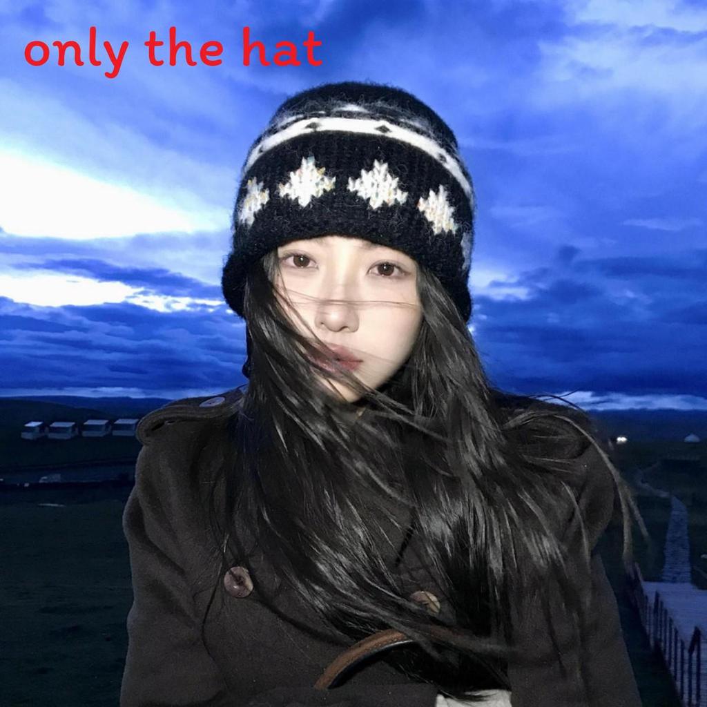 Vintage Knit Beret Wool Blend Warm Hat For Autumn Winter Women