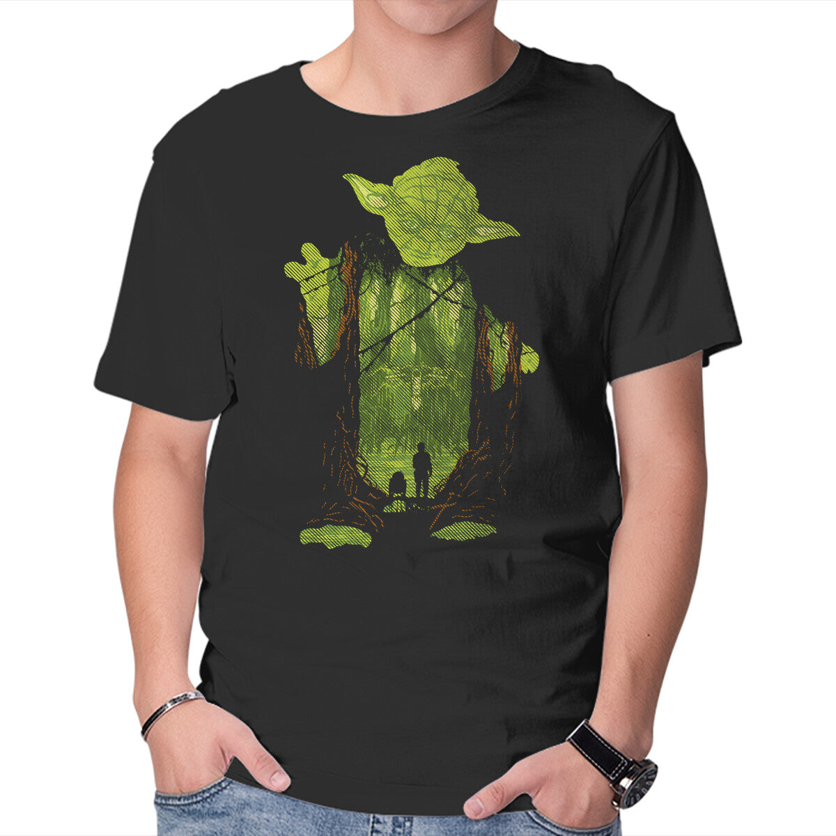 Unisex Crew Neck T-Shirt The Jedi Master Graphic Short Sleeve Casual Tee XXXL