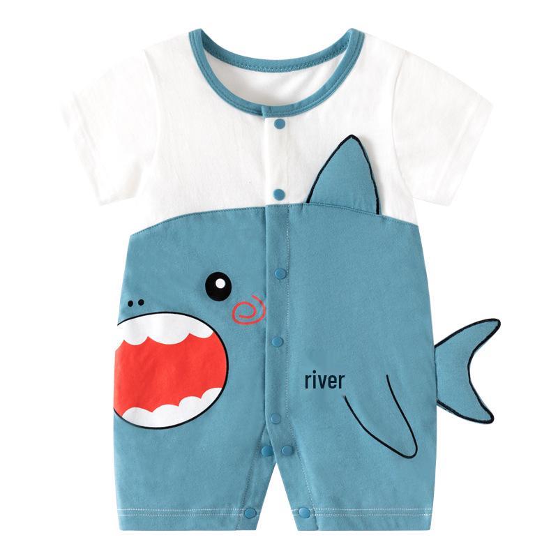Voyex Zomer Rompertje met Korte Mouwen van Puur Katoen voor Baby's - Kinder Cartoon Kruip Bodysuit 80 cm