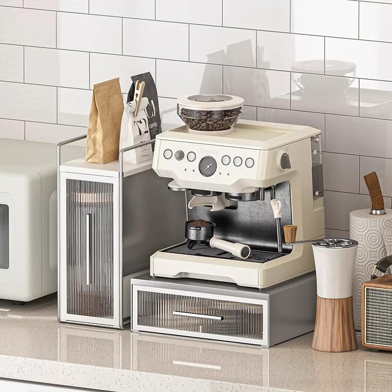 Coffee Capsule Display & Storage Stand with Drawer for Tea Bags and Machine Base