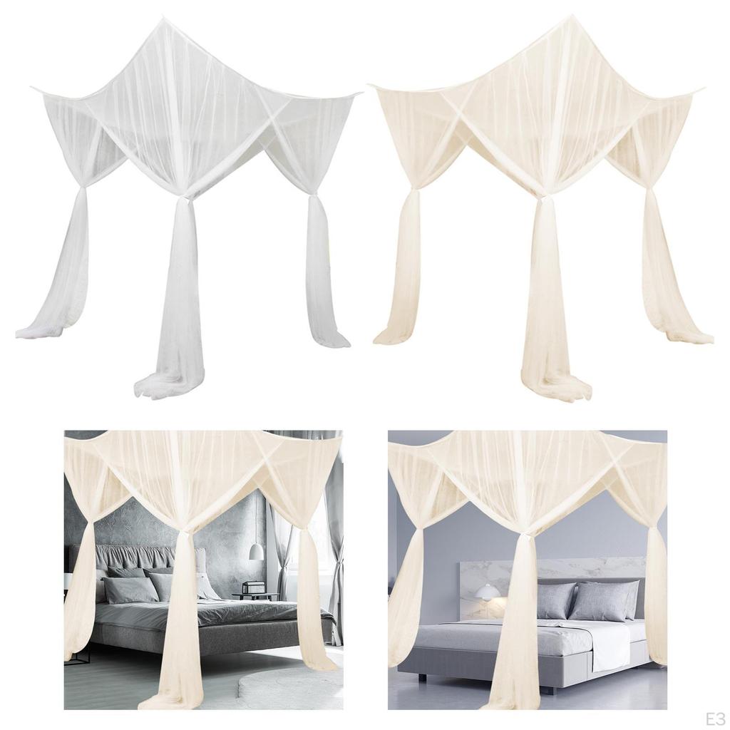 4 Canopy Bed Curtain Bedding Drape Cover Cozy Bedroom Netting for Girls