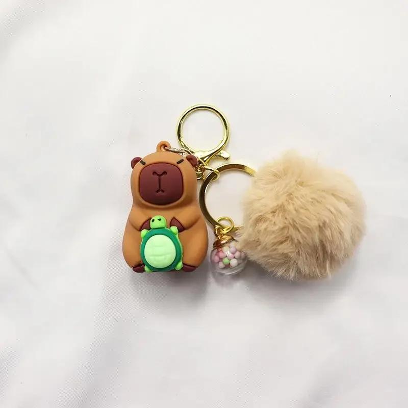 1PC Cartoon Capybara Plush Keychain Kawaii Backpack PVC Pendant Decoration Keyring Accessories Anime Lover Gifts