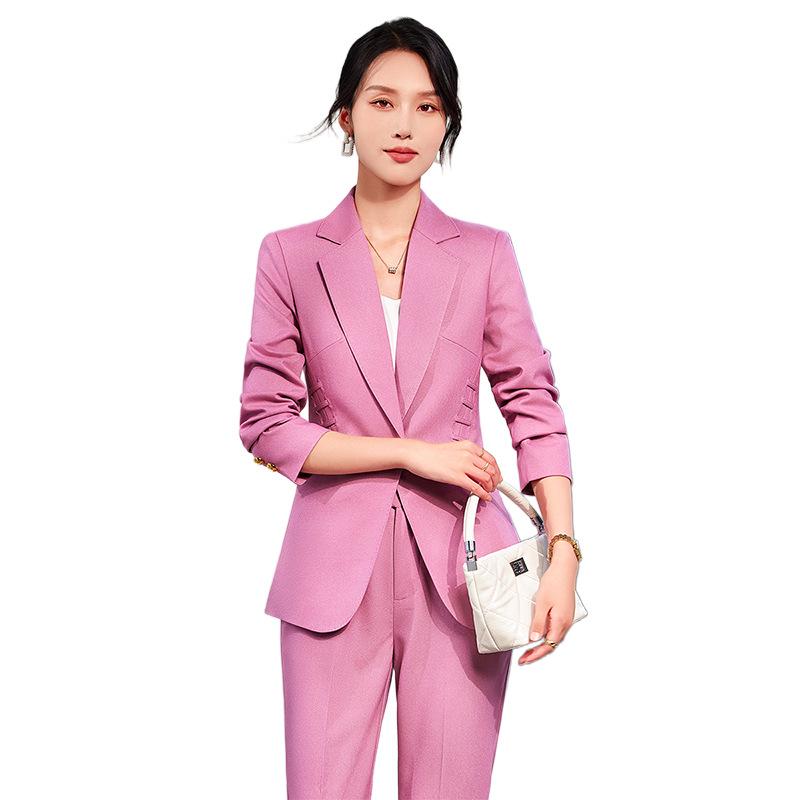 Zihong 2024 Autumn Pink Chic High-End Fashion Suit for OL Commute