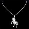 Ästhetische Pferd Tier Halskette für Damen Herren Edelstahl Silber Farbe Glücksbringer Halsband Party Hochzeit Geschenk Schmuck N3224S02