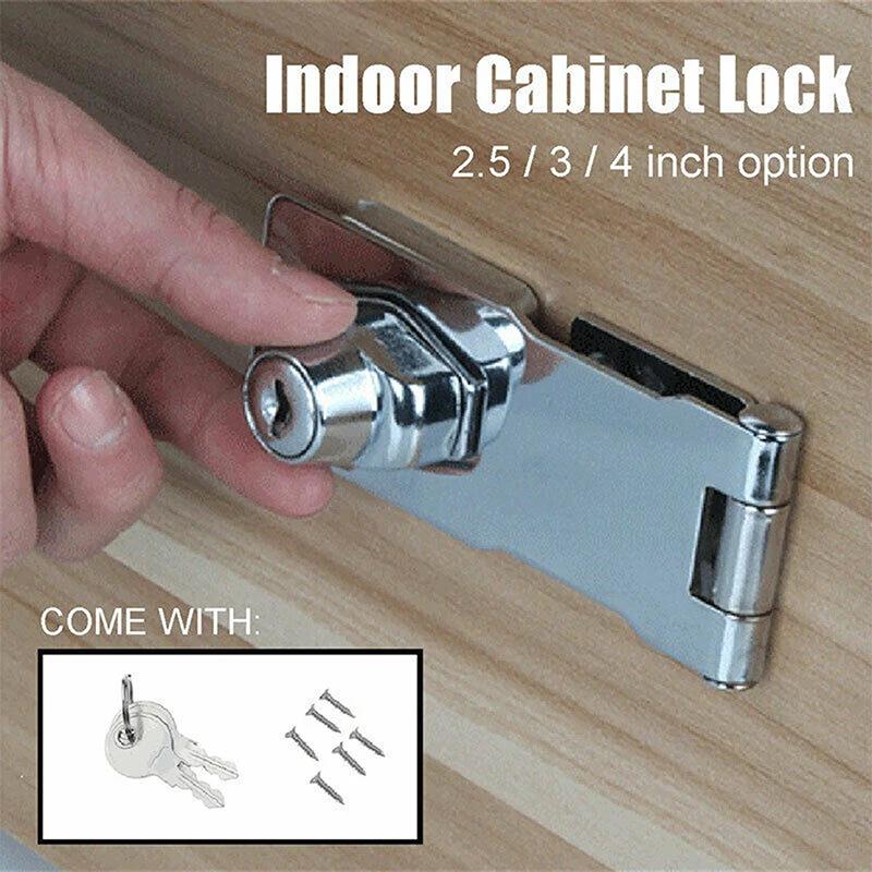 Heavy Duty Locking Hasp Staple with Keys for Cabinet Shed Garage Mailbox Security Furniture Lock Durable Padlock Hardware