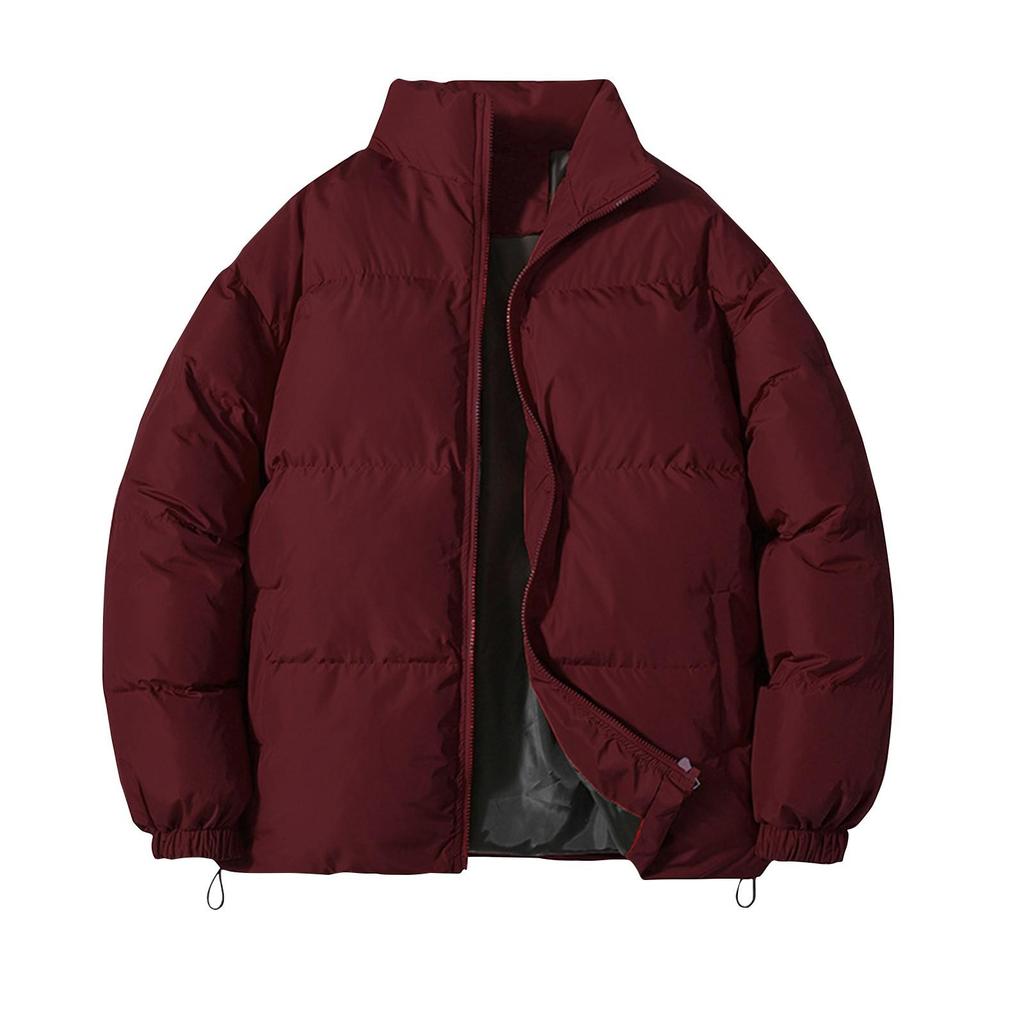 Mens Thickened Warm Stand Collar Coat Mens Fashion Solid Color Coat