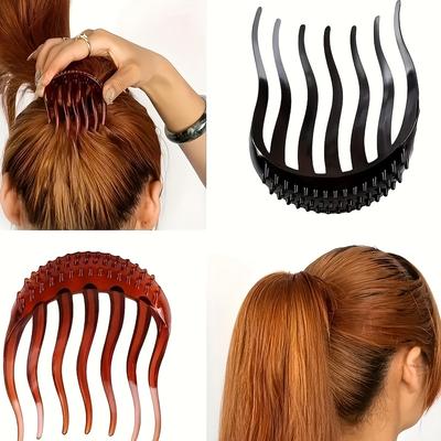 Einfacher Pferdeschwanz-Haarkamm, flauschig, Acryl, 7-Zahn-Pferdeschwanz-Erhöhung, Haar-Styling-Tool für Mädchen, elegante Haarspangen-Einsätze, Accessori