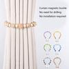 2Pcs No Tool Installation Curtain Holders Gradient Wooden Beads Magnetic Window Drapery Tiebacks Holdbacks Home Upgrades