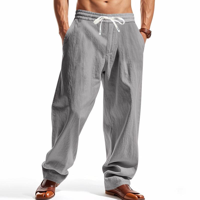 Men's Loose-Fit Wide-Leg Casual Beach Pants.