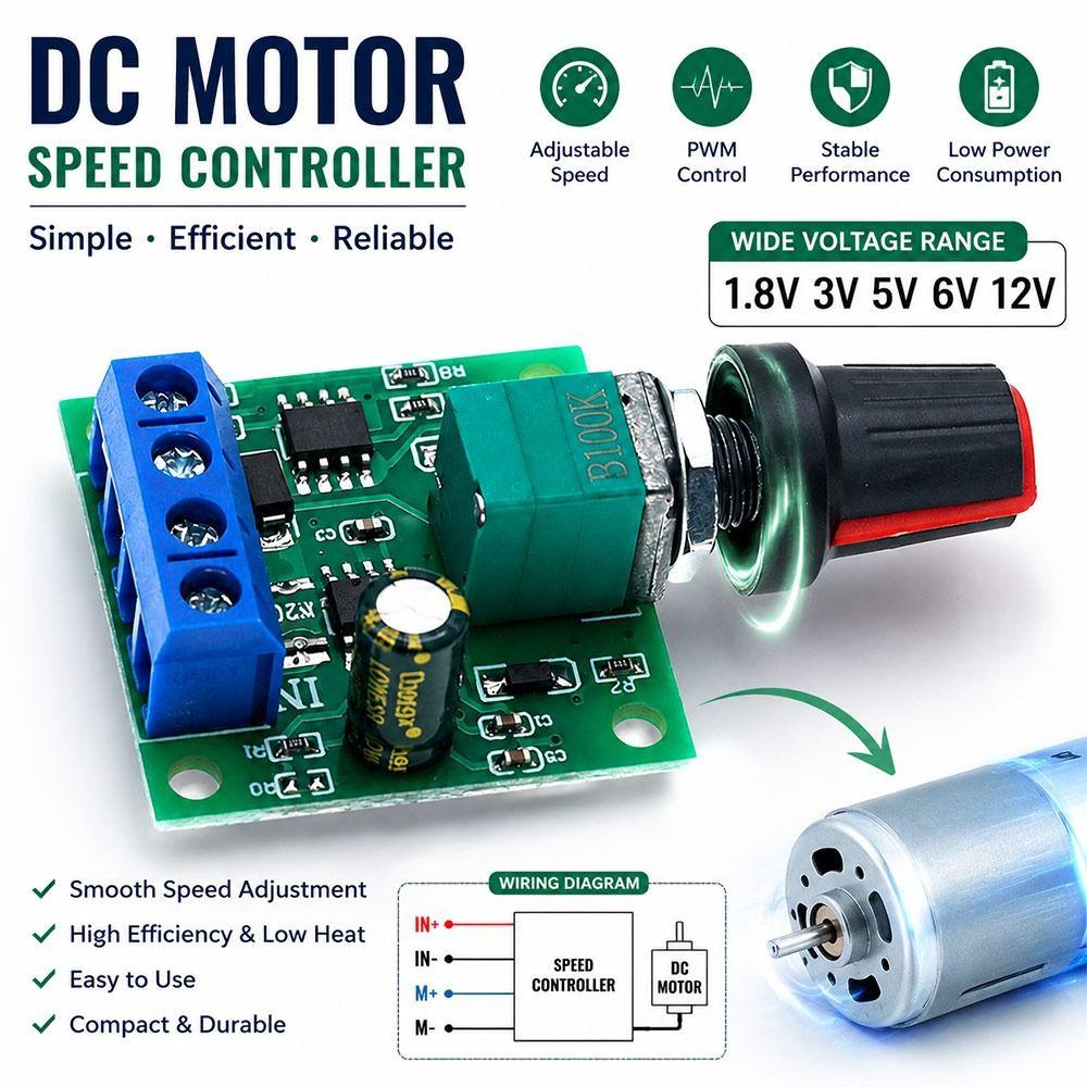 1.8V 3V 5V 6V 12V DC Motor Controller Motor Speed Regulator Circuit Board Projects