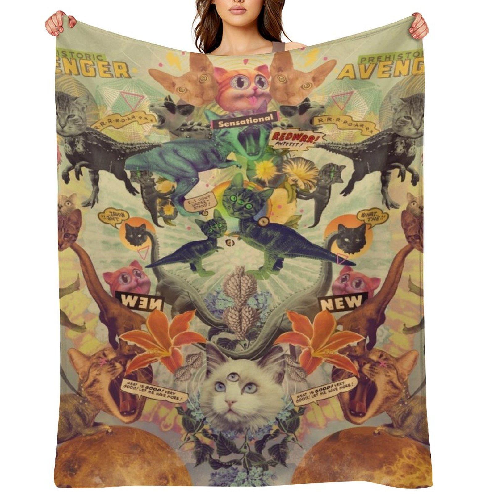 

Meowosaurus Throw Blanket Travel christmas gifts Blankets For Bed Softest Blankets 30x40in