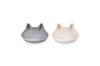 Le Creuset Mini Cat Plates in Mist and Oven Safe Japanese (2-Pack) Gray/Meringue, Microwave, Dishwasher, [Official Product]