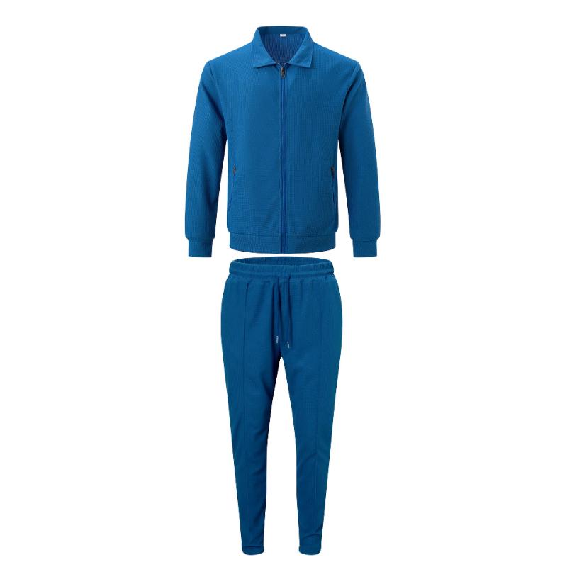 Men's   Spring and Autumn Jacket  Youth Waffle Chain Pocket Lapel Slim Cardigan Men's Jacket Suit