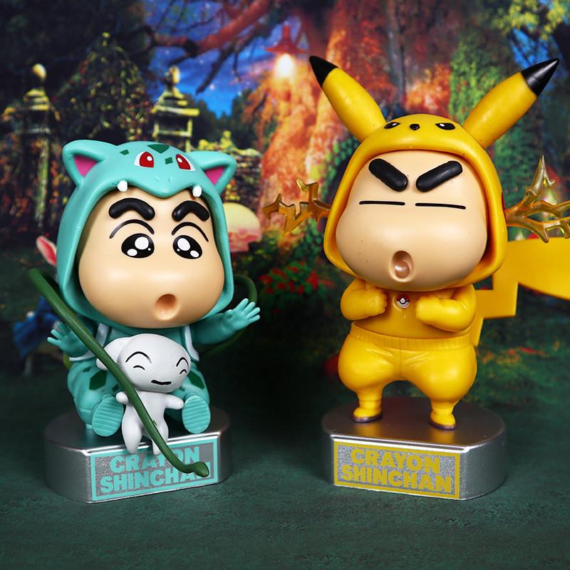 Crayon Shinchan Cos Garage Kit Pocket Monster Pikachu Toy Figurine Car Ornament