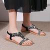 Neue Sandalen Flache Sandalen Große Größe Strass Damenschuhe