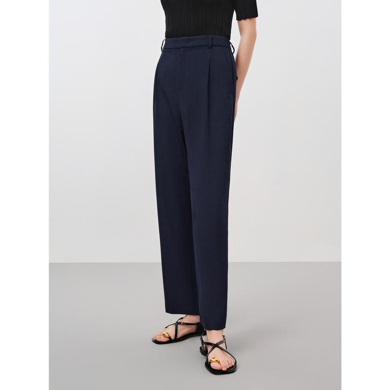 Jiuzi Casual Simple Wind Pleated Harem Pants