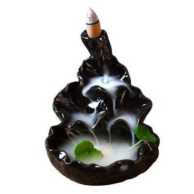 Office Home Mountains River Waterfall Incense Burner Fountain Backflow Aroma Smoke Censer Holder Unique Crafts+10 Incense Cones