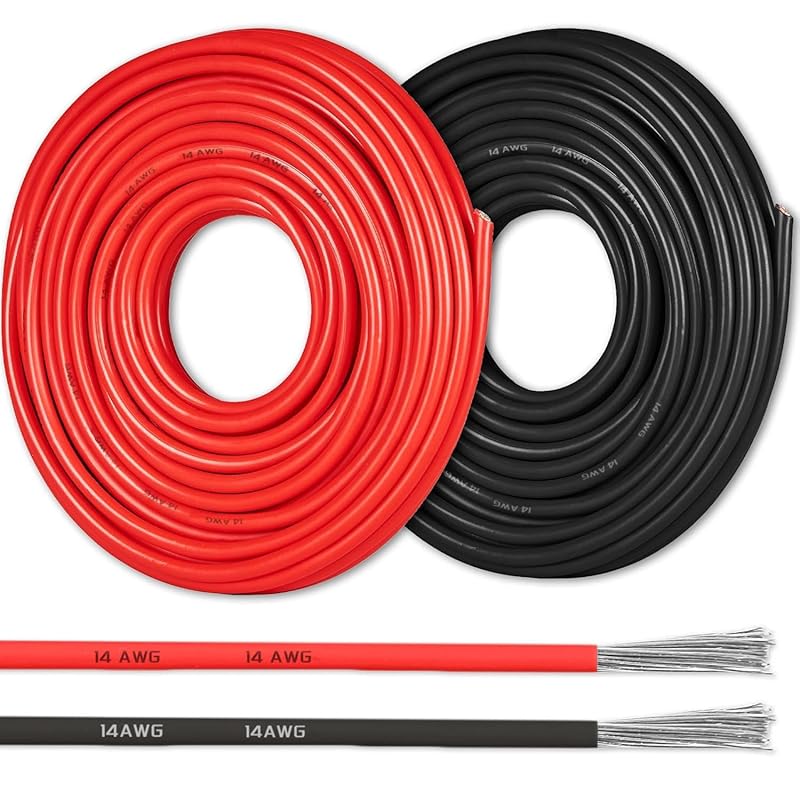 16 Gauge 10FT 2 Conductor Silicone Electrical Wire, 16 AWG Red Black 1.3mm Wire Cord,12V/24V DC Low Voltage/Tinned Copper Wire/2 Wires for Automotive
