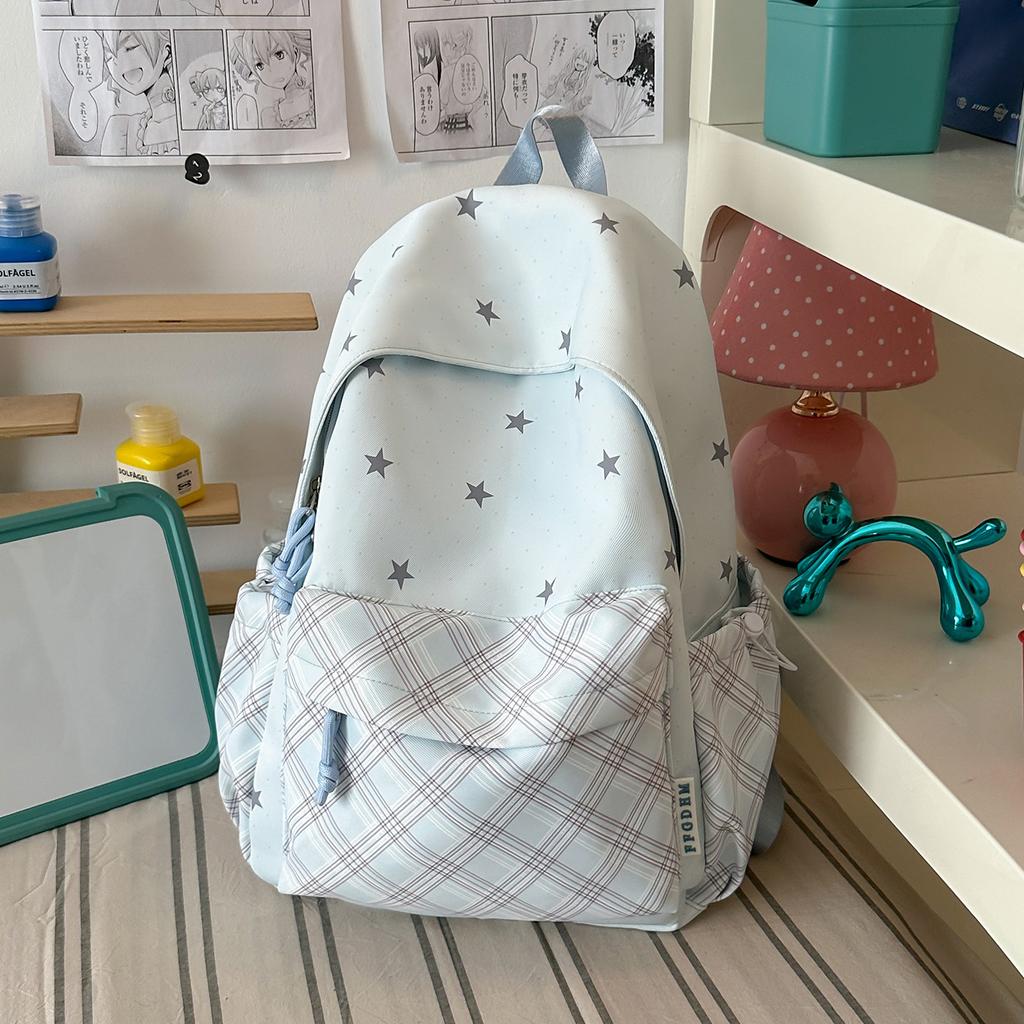 Schoolbag new Korean ins high value fresh sweet relaxation star backpack junior high school students lightweight backpack
