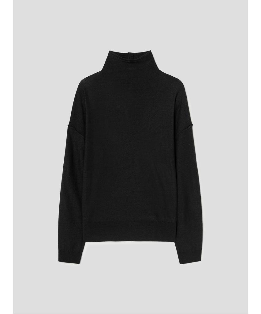 Anggae Half Neck Button Pullover Black