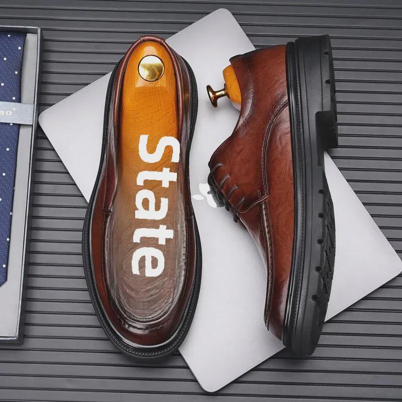 Herren Große Formelle Leder Derby Schuhe - Britischer Stil, Lässige Schnürung