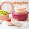 4 Stück/Set Lebensmittelqualität Salatschüssel Stapelbar Kühlschrank Aufbewahrungsbox Tragbarer Frischhaltebehälter Outdoor