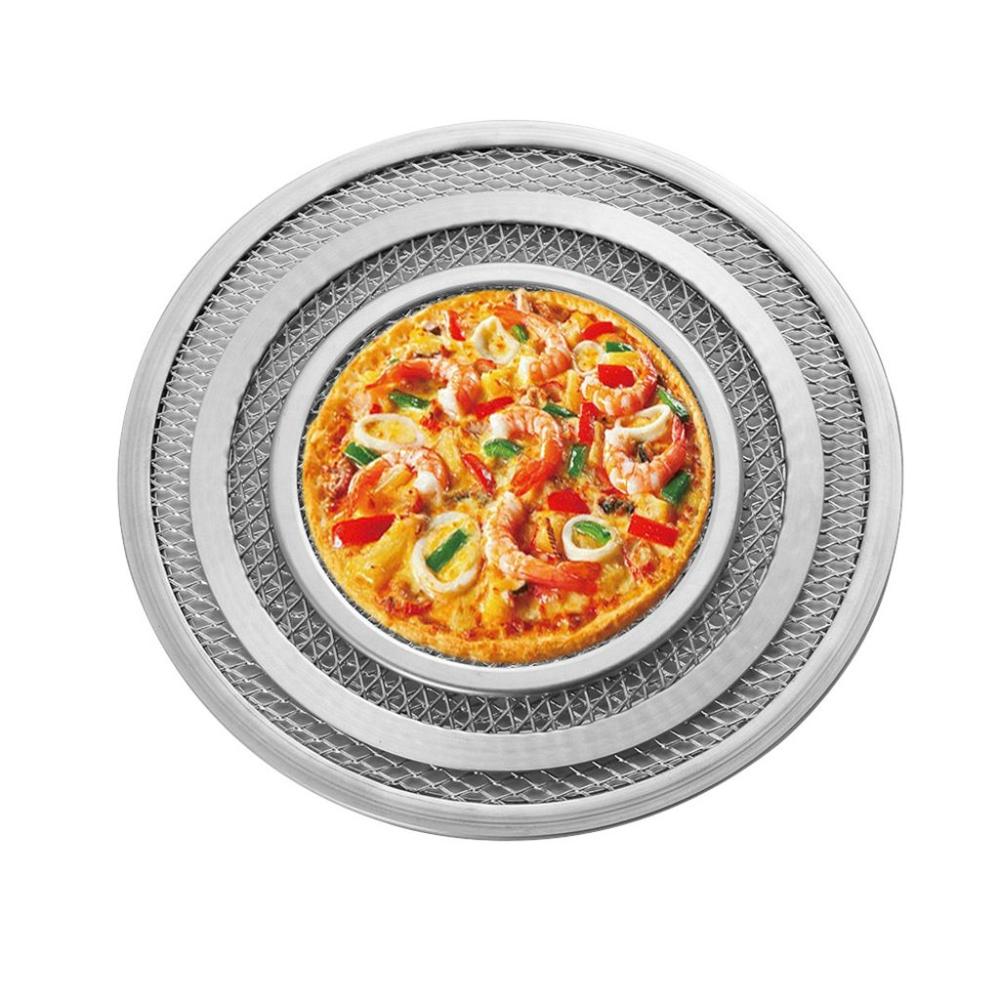 6-12 In Round Aluminium Mesh Bakeware Flat Baking Tray Net Kitchen Gadget Pizza Tools Pizza Screen