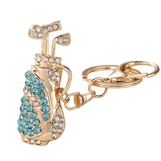 

Keychain Pendant Golf Bag Shape Key Holder with Multicolor Rhinestones Anti-Oxidation Lobster Clasp Keyring Backpacks Car Accessory