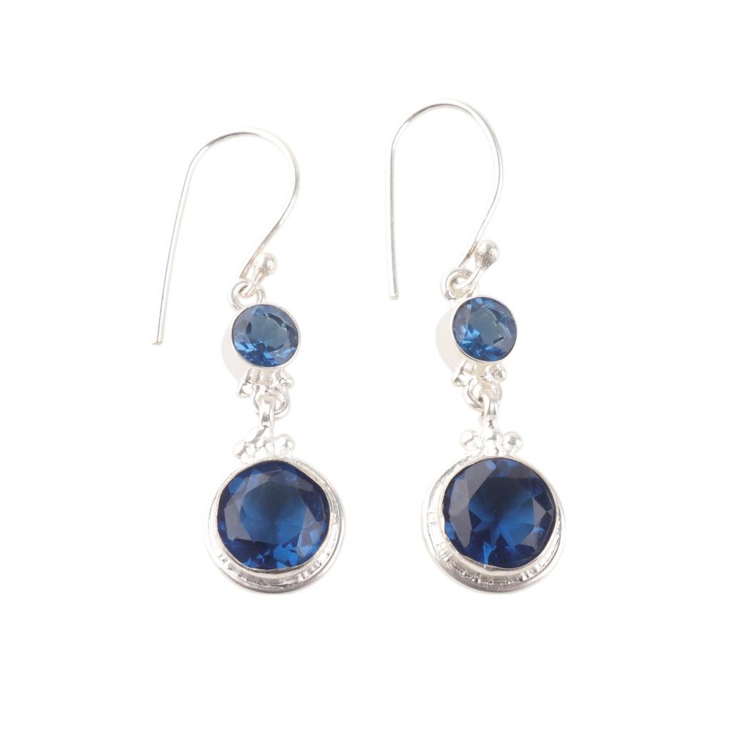 London Blue Topaz Gemstone 925 Solid Silver Handmade Jewelry Engagement Earrings EE-160-5