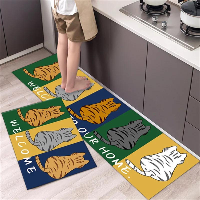 Cartoon Non-slip Soft Kitchen Mat Home Long Strip Kitchens Rug Set Entrance Doormat Washable Hallway Carpet Bath Living Room Rug