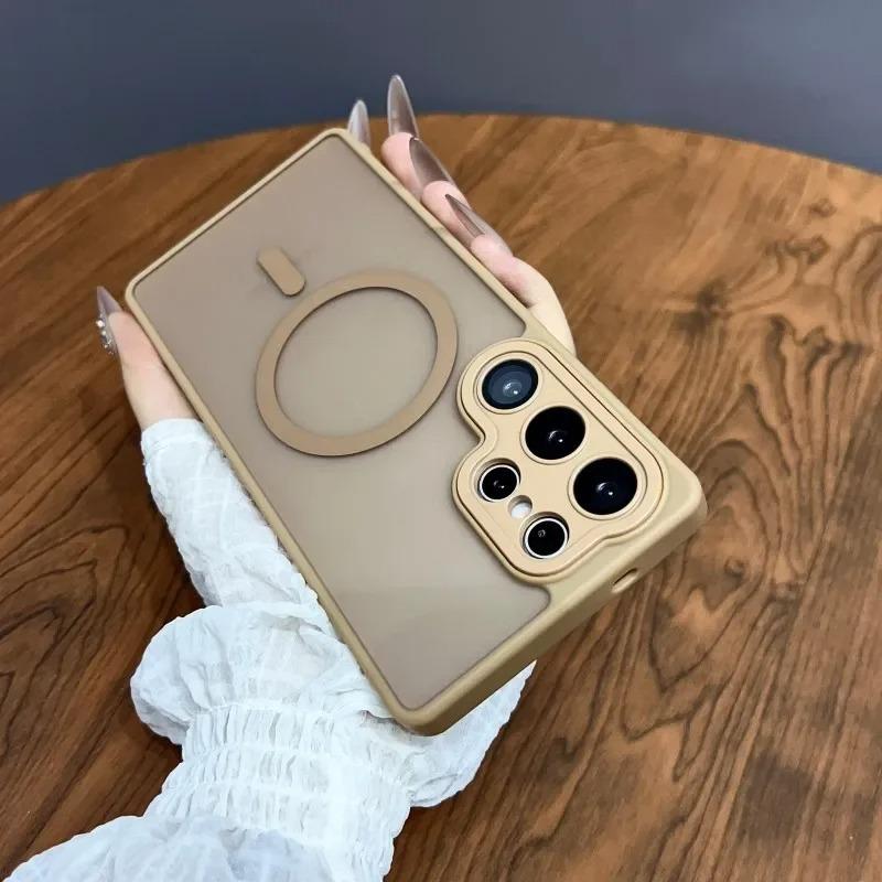 Suitable for Samsung S25 Ultra Matte Skin Sensitive Magnetic Suction Phone Case S24FE with Lens Film S23Plus Protective Case