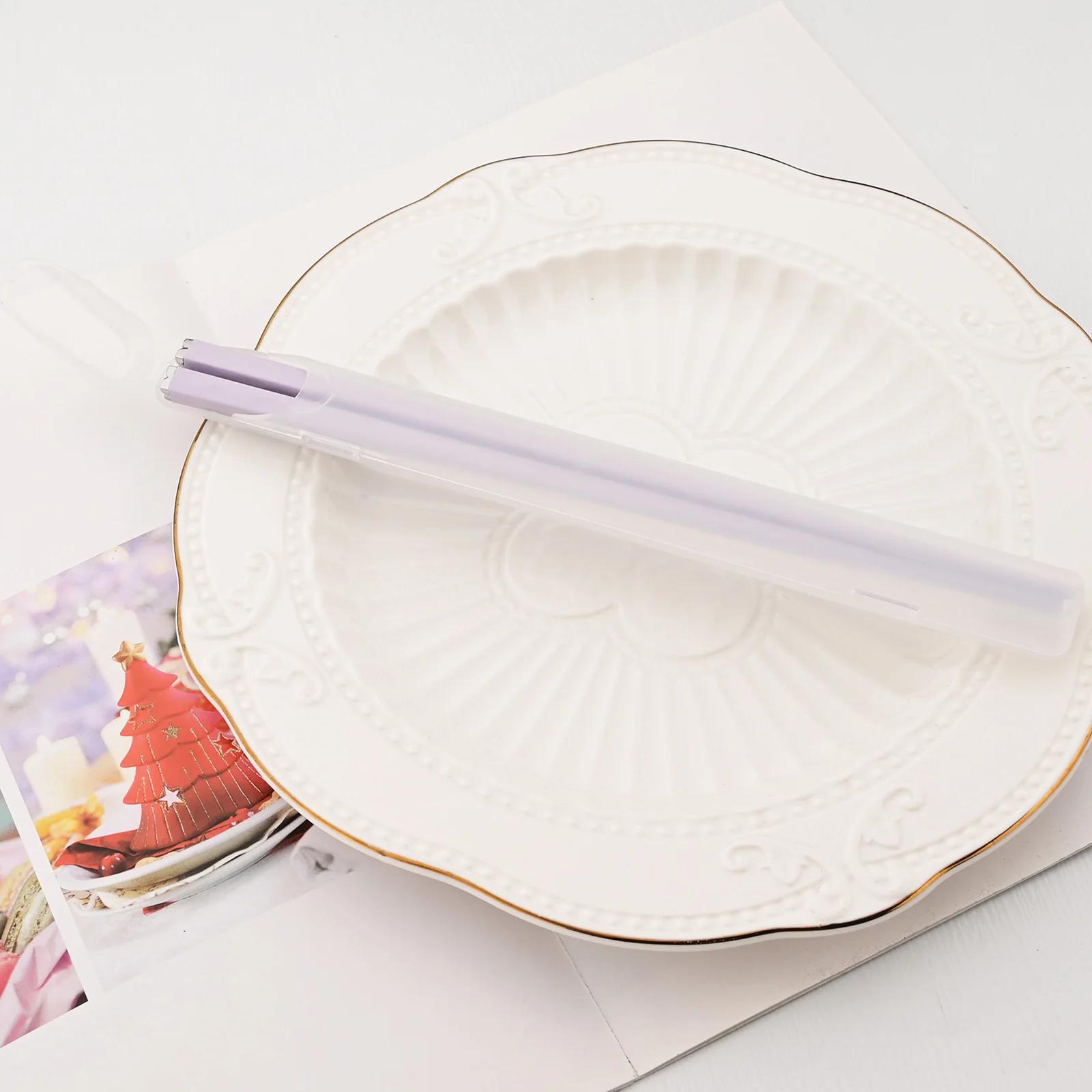 1/5Pairs Chinese Chopsticks Dinnerware Sushi Sticks Reusable Korean Chopsticks with Storage Box Set Healthy Alloy Tableware Set 1PairPurple with box