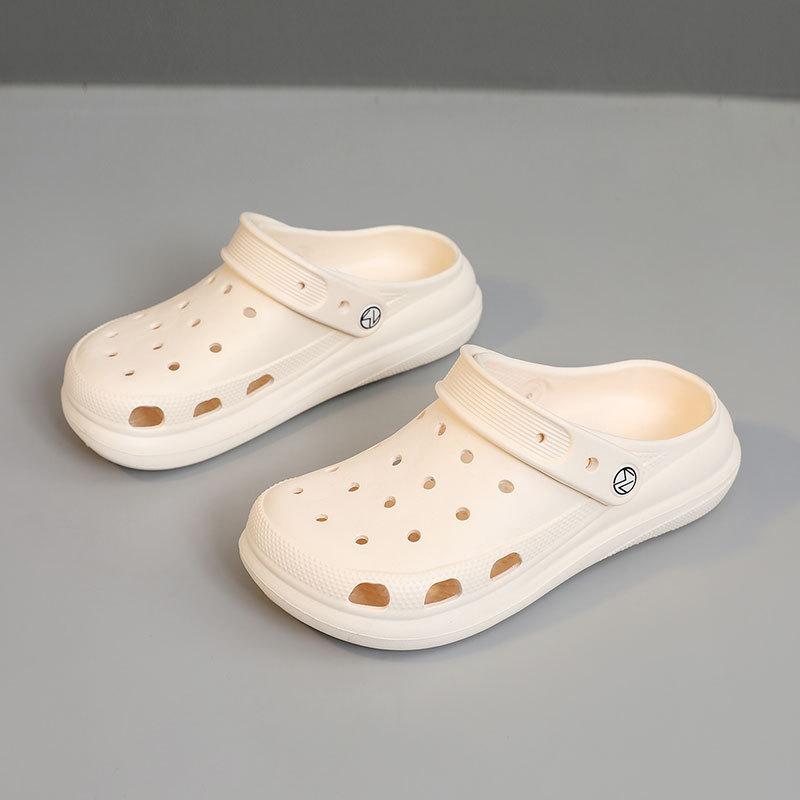 ZB slippers new summer two-wear hole shoes thick-soled Mori soft-soled outer wear flat-soled drag 36 хаки