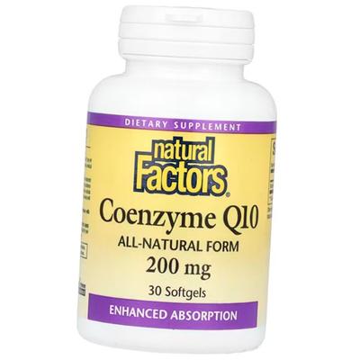 Coenzima Q10, Coenzyme Q10 200, Natural Factors 30 capsule moi (70406002)
