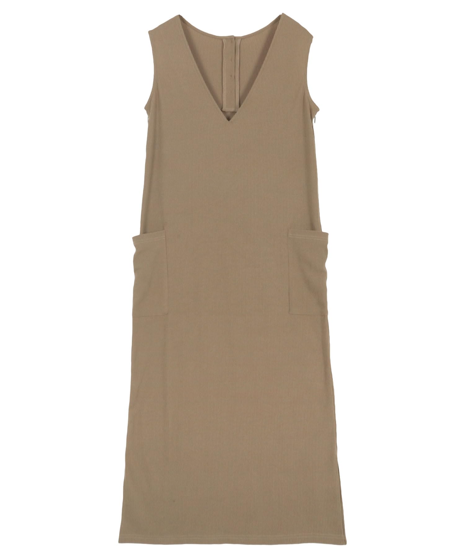 

front and rear nursing zip ribbed dress for nursing and maternity M Sand Beige [Kobe Lettuce] 2-way women, dress, pre- post-natal [E3417]