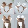 Christmas Snowflake Deer Ears Headband Plush Hair Hoop Cosplay Accessory for Women Men, Cute Animal Ear Headband