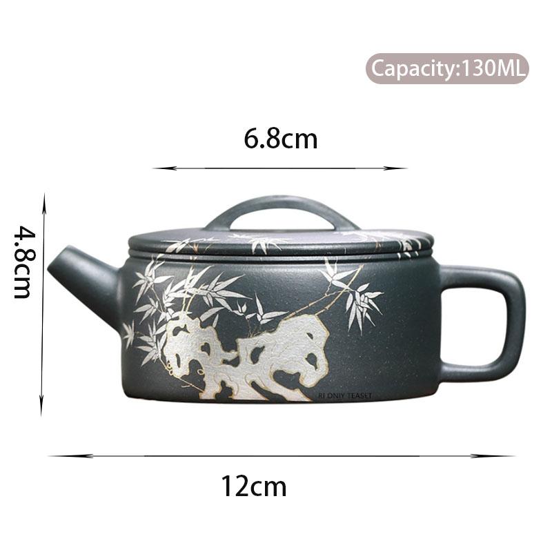 

130ml Chinese Yixing Purple Clay Teapots Large Caliber Handmade Bamboo Leaf Tea Pot Beauty Tea Infuser Zisha Kettle Tea Set