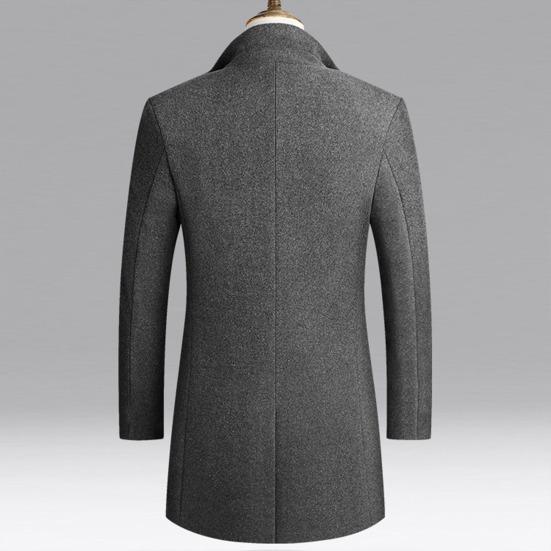 Men Trench Coat Solid Color Warm Autumn Winter Windproof Slim Jacket for Daily Wear