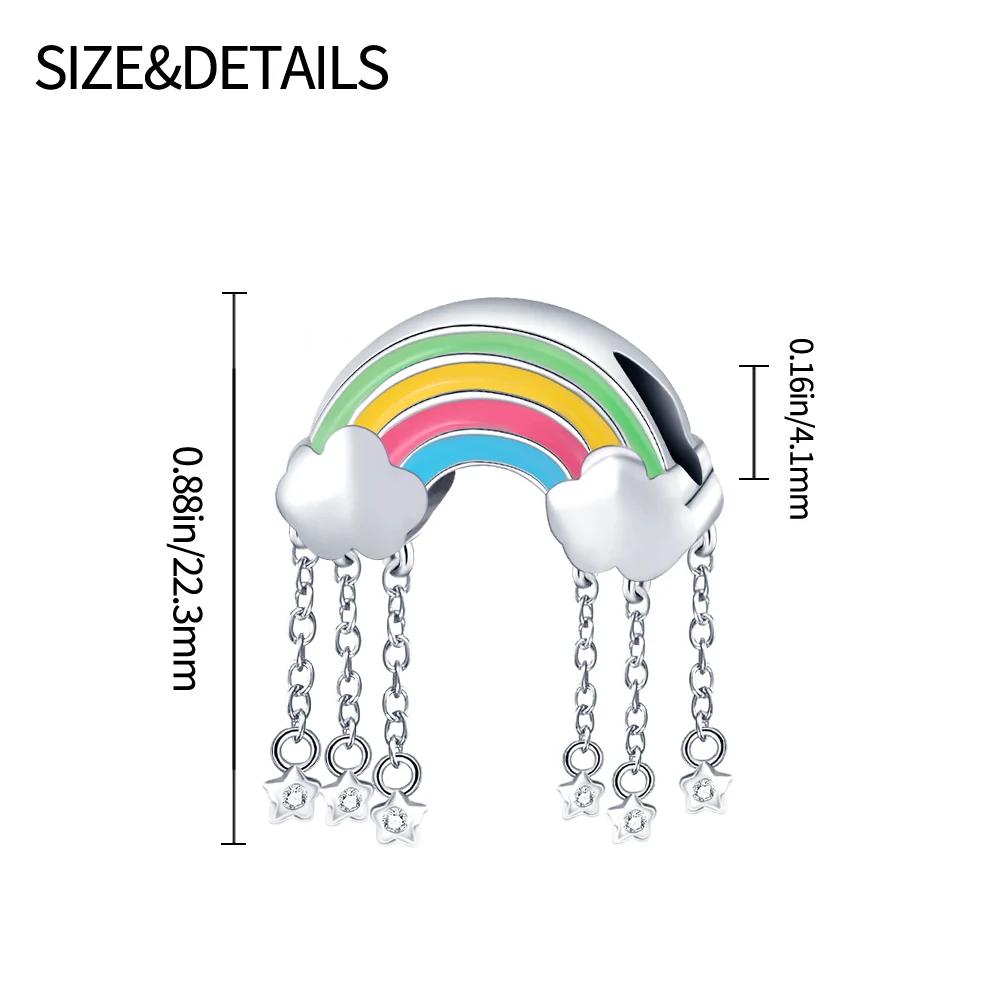 Charms Original Copper Plated Rainbow Tassel Beads Fit Bracelet Diy Fine Gift Women Delicate Jewelry Accessory