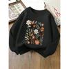Girls' Crewneck Sweatshirt - Floral Pattern with Warm Tones And Machine Washable, Spring And Autumn, Sportswear And Casual Wear, Soft And Comfortable