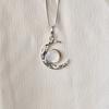 Mother Of Pearl Pendant Moon Celestial Necklace 925 Sterling Silver Pendant For Mother Wife Or Fiance