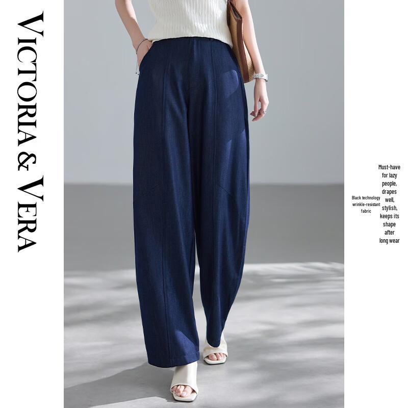 Women s Faux Denim Balloon Wide-Leg Pants S