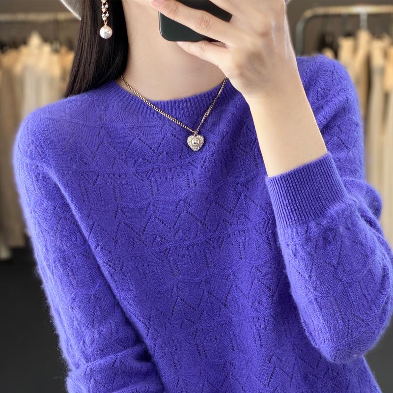 Suéter de mujer, cachemira Qinghe, 30% cachemira 70% lana, jersey de punto de invierno, suéter de otoño, suéter de cachemira de mujer, top de punto, manga larga