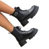 Autumn and winter new British style thick-soled large-size women's boots belt buckle front lace-up short boots women's Martin boots