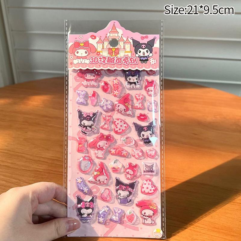 Sanrio Cartoon Sticker Hello Kitty Kuromi My Melody Aesthetic Sticker Cinnamoroll DIY Scrapbook Bonbon Drop Decal Party Favor