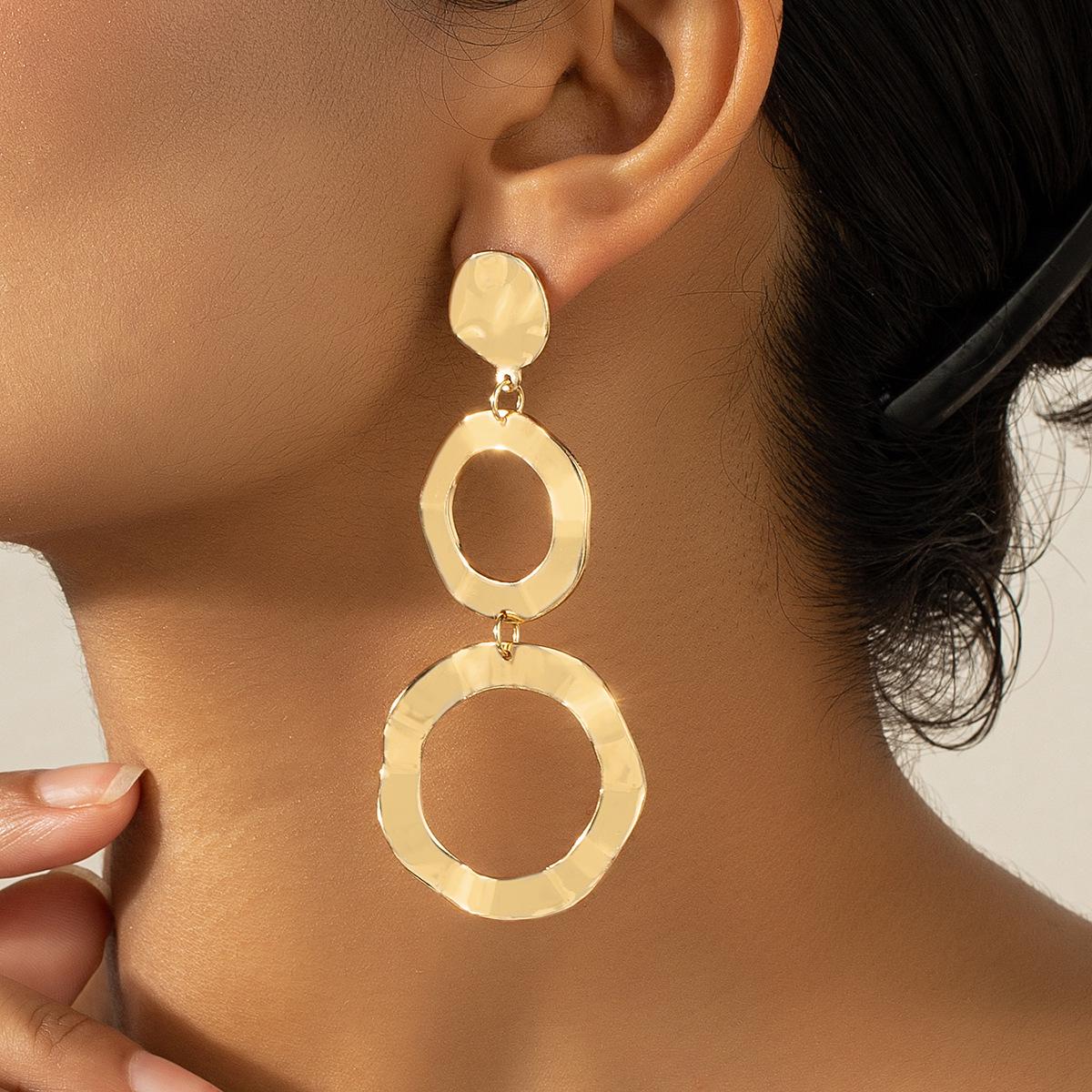 Trendy European & American Geometric Statement Dangle Earrings for Women