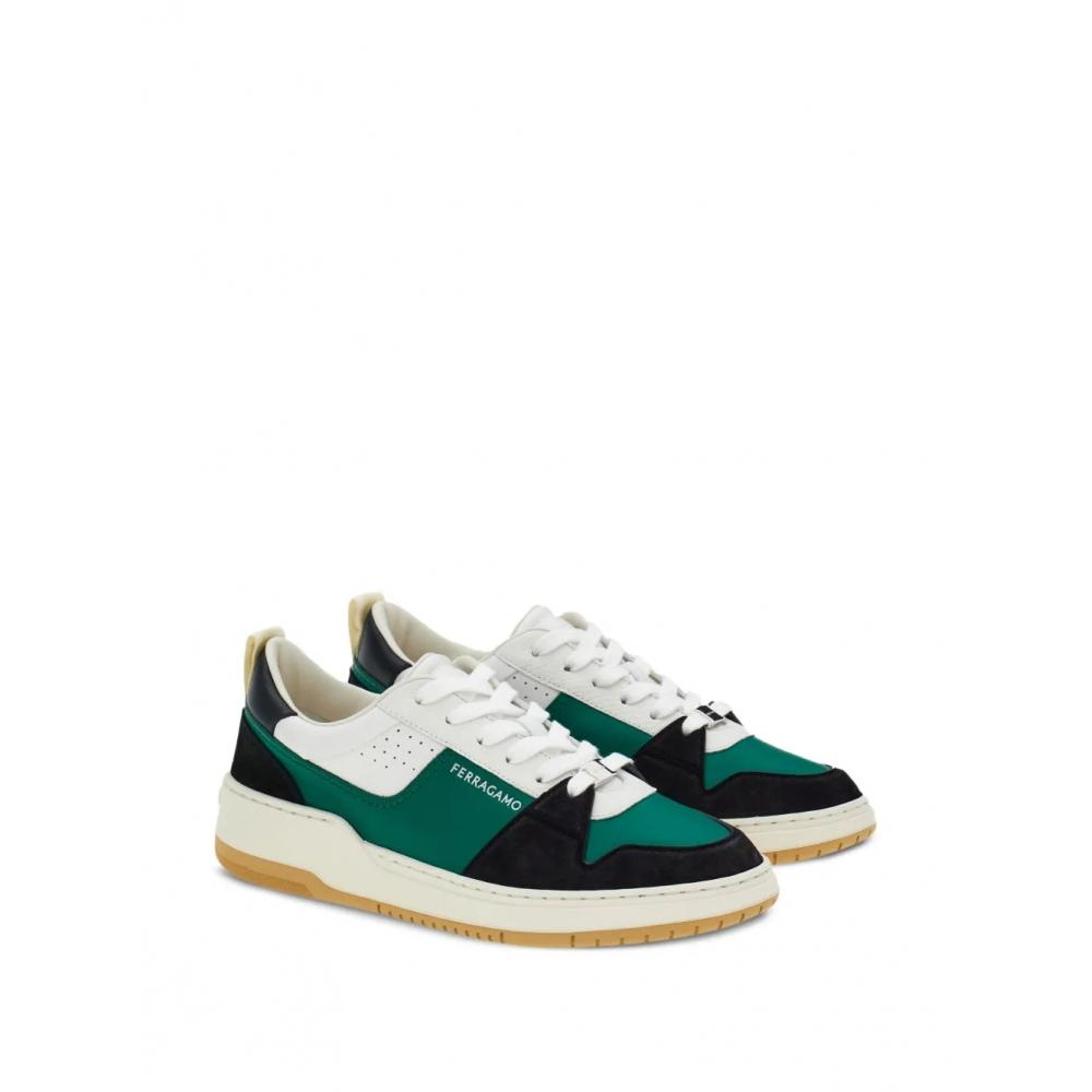 Salvatore Ferragamo Ferragamo Dennis Panelled Sneakers Green